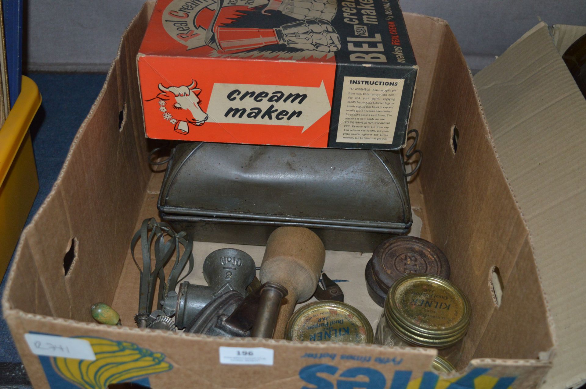 Kitchenalia Including Cream Maker, Roasting Dish, Mincer, Iron, etc.