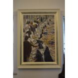 Large Framed Oil on Canvas "Arabian Market" Mohal Arti