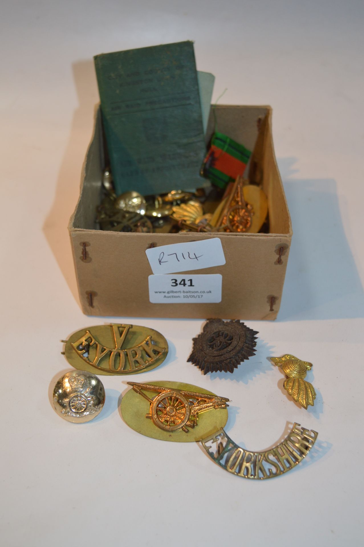 Selection of Military Badges, Buttons "East Yorkshire Regiment", etc.