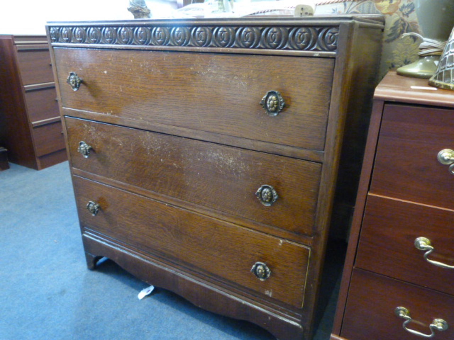 Oak Three Height Chest of Drawers