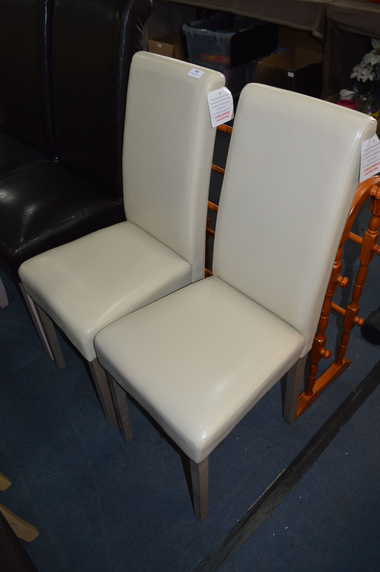 *Pair of Cream Leatherette Dining Chairs (4)