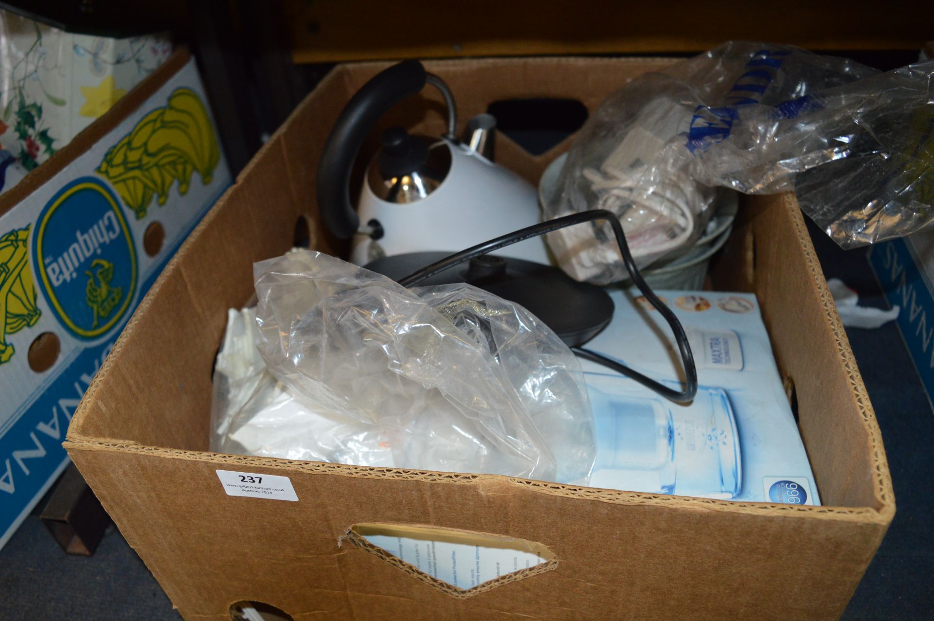 Box Containing Kettle, Plant Pots, Water Filter, etc.