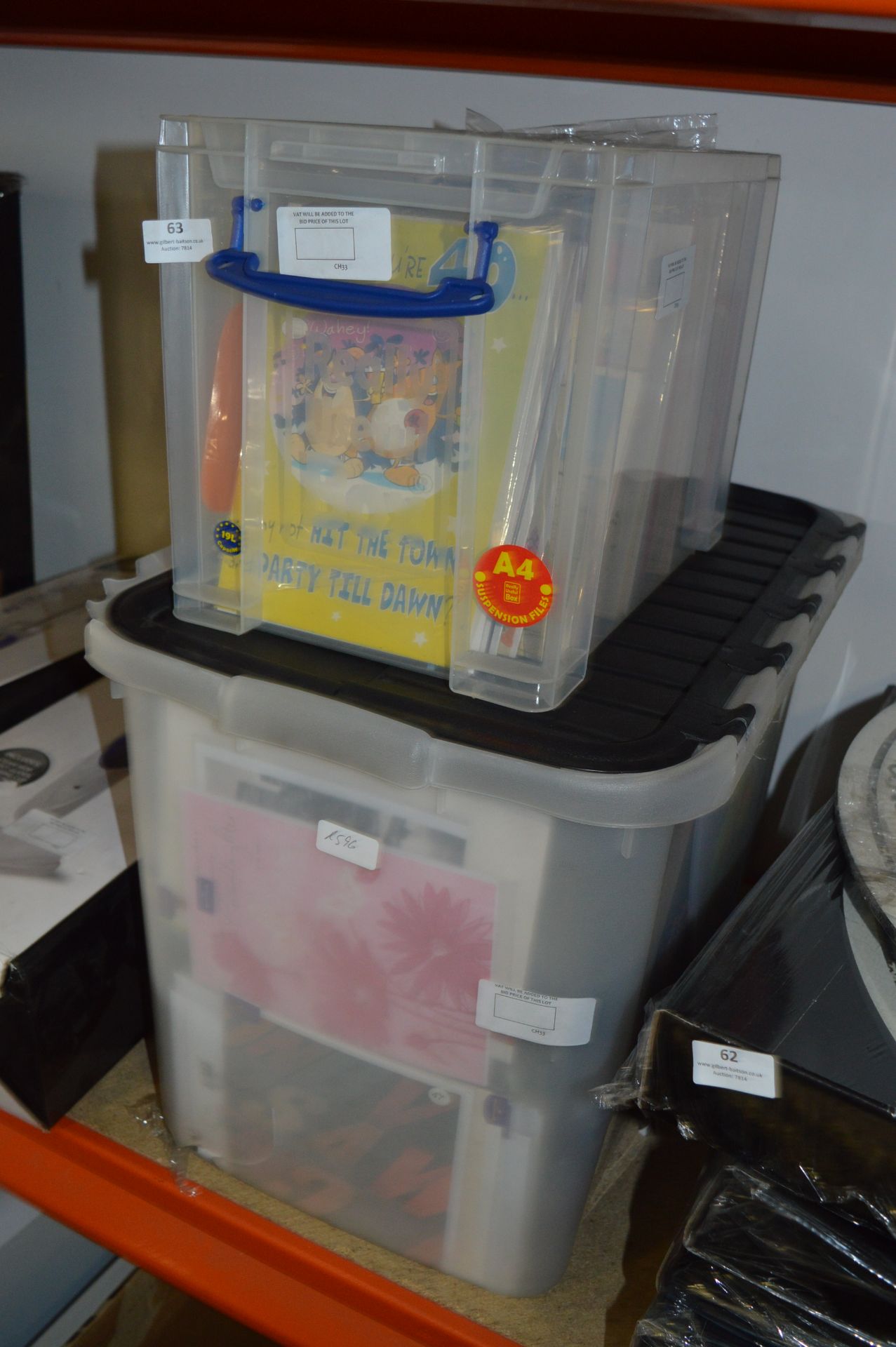 *Two Plastic Storage Boxes Containing Greeting and Birthday Cards