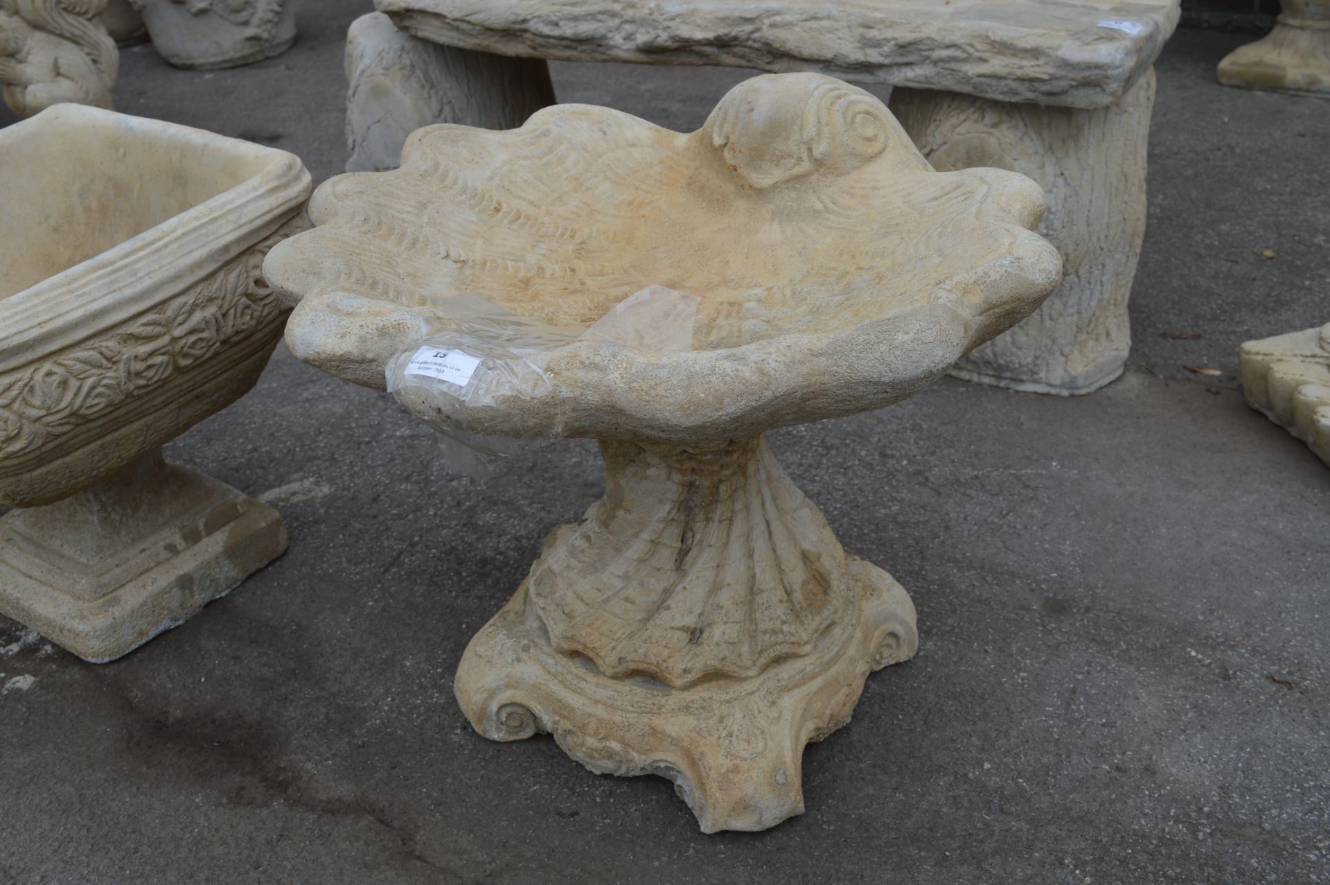 Concrete Birdbath in the Form of a Shell