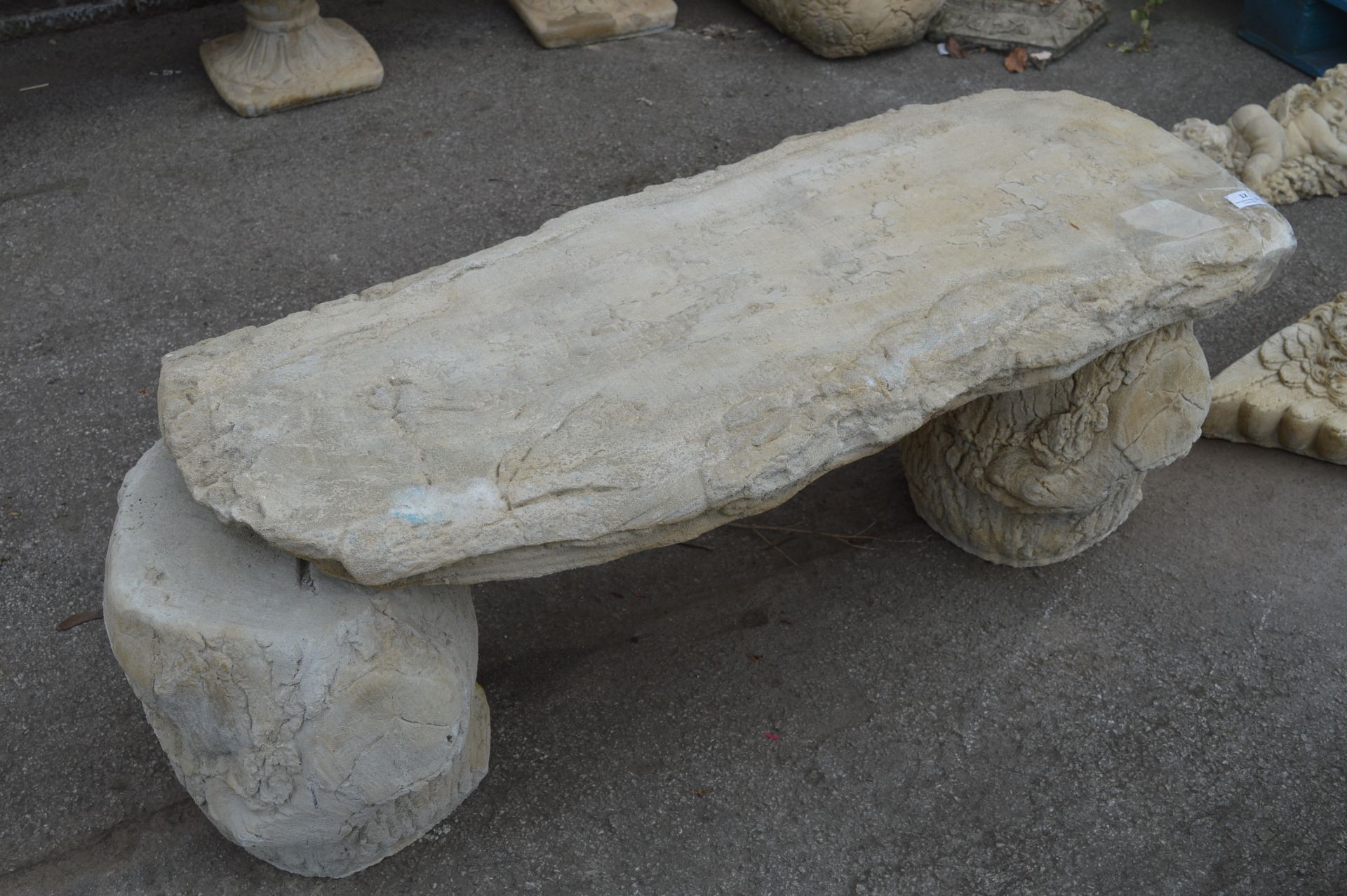 Concrete Garden Bench with Tree Stump Ends