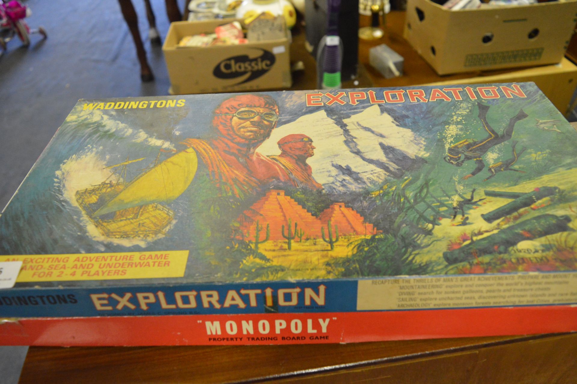 Two Board Games; Waddingtons Exploration and Monopoly