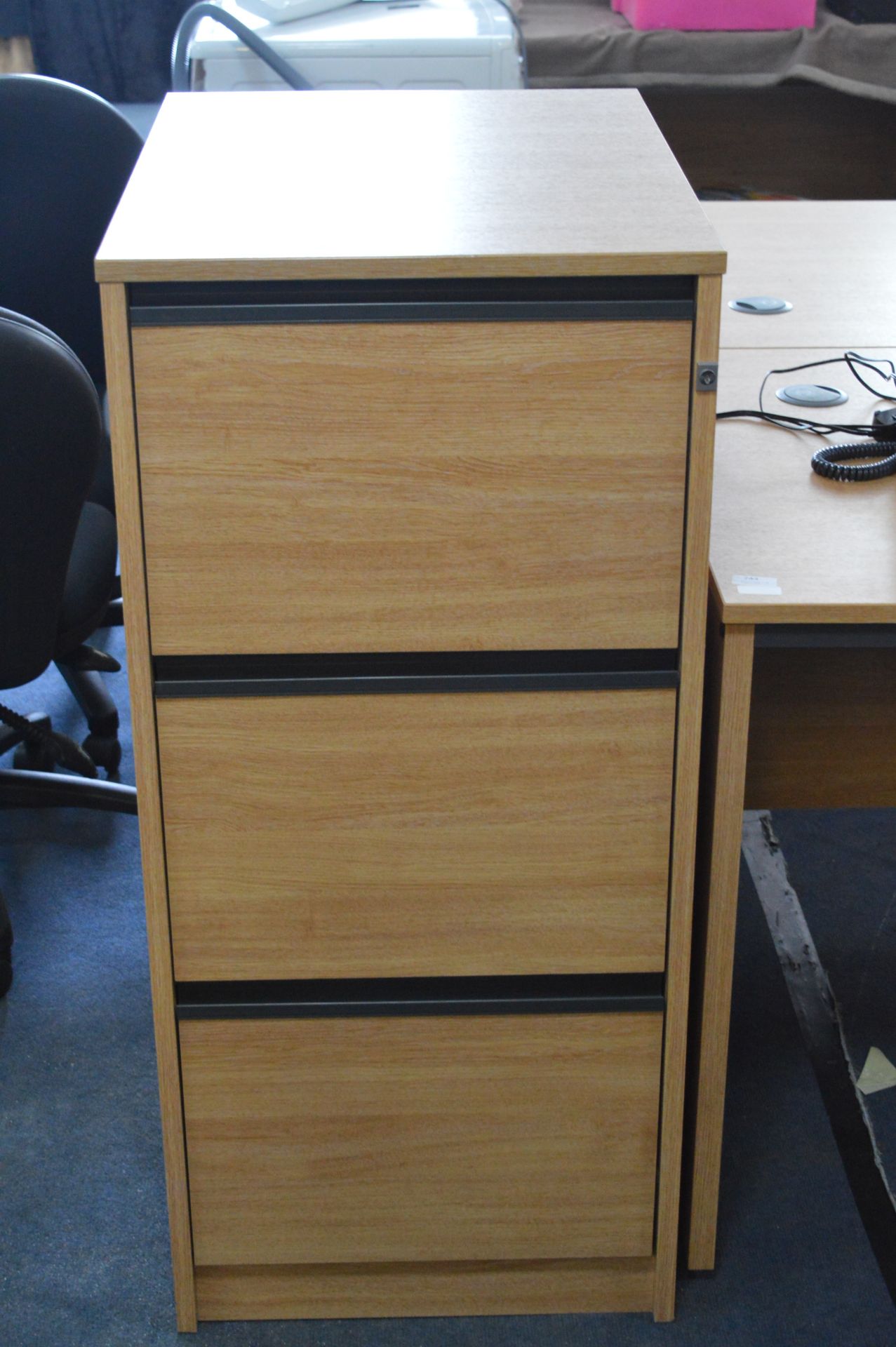 *Light Oak Three Drawer Filing Cabinet