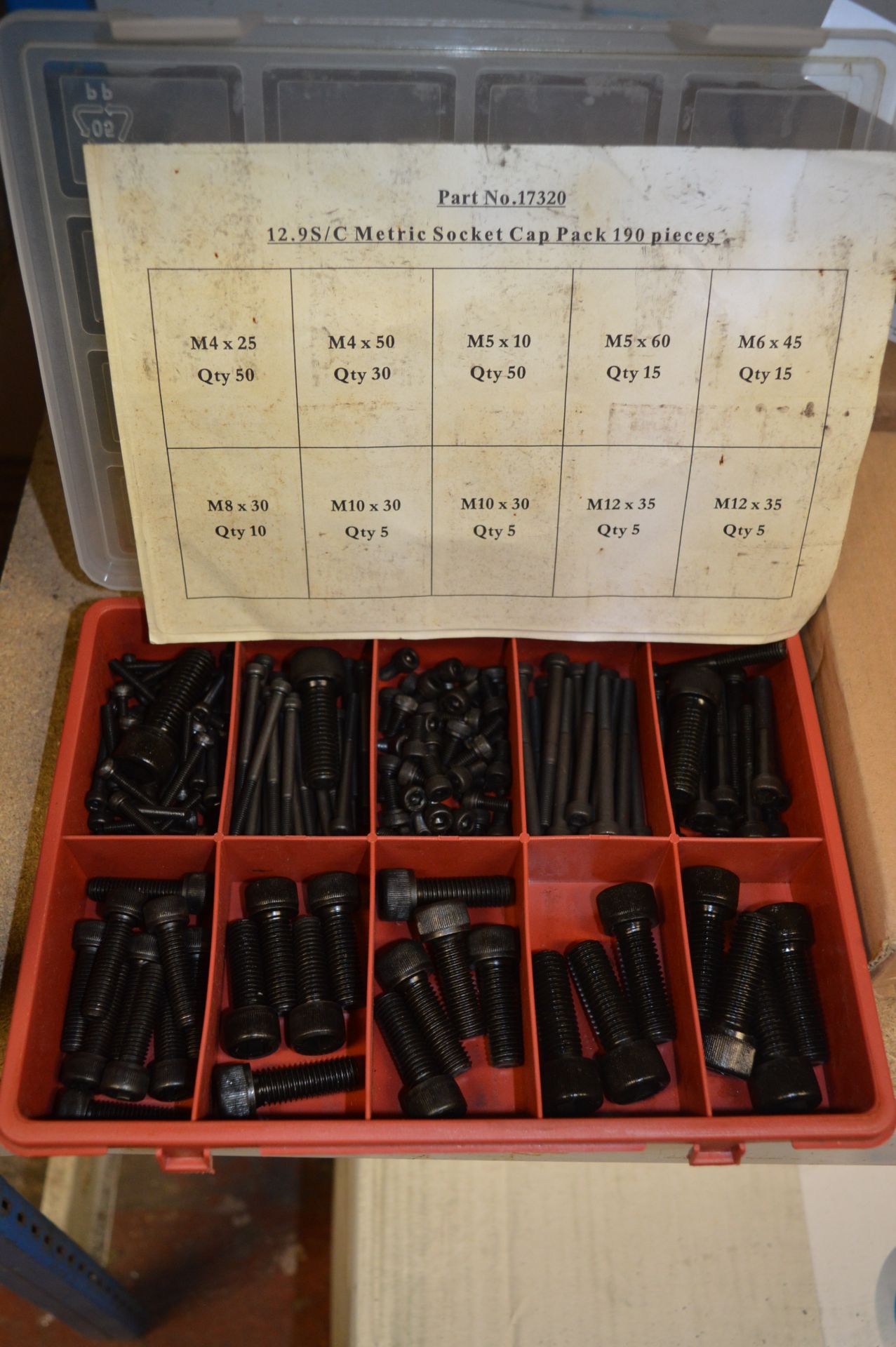 Box Containing Selection Pack of Socket Cap Metric Bolts