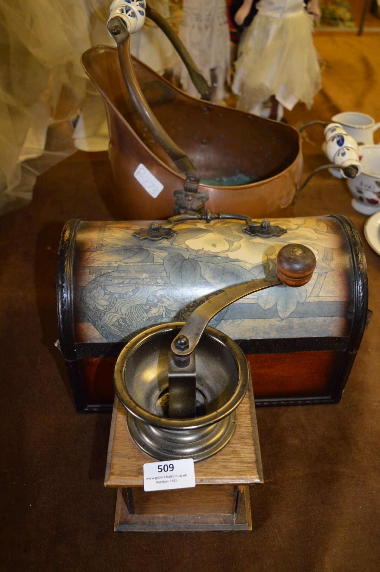 Trinket Box, Coffee Grinder and a Copper Coal Helmet