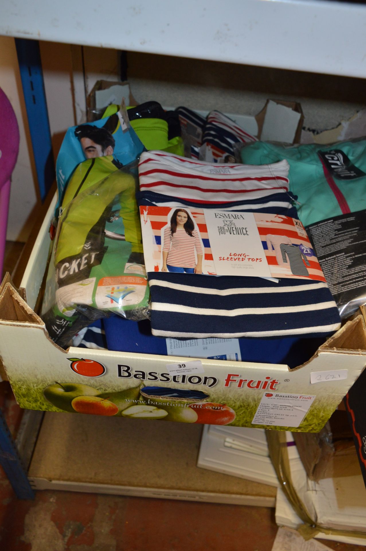 Box Containing Assorted Cycle Clothing, Long Sleeve Ladies Tops, etc.