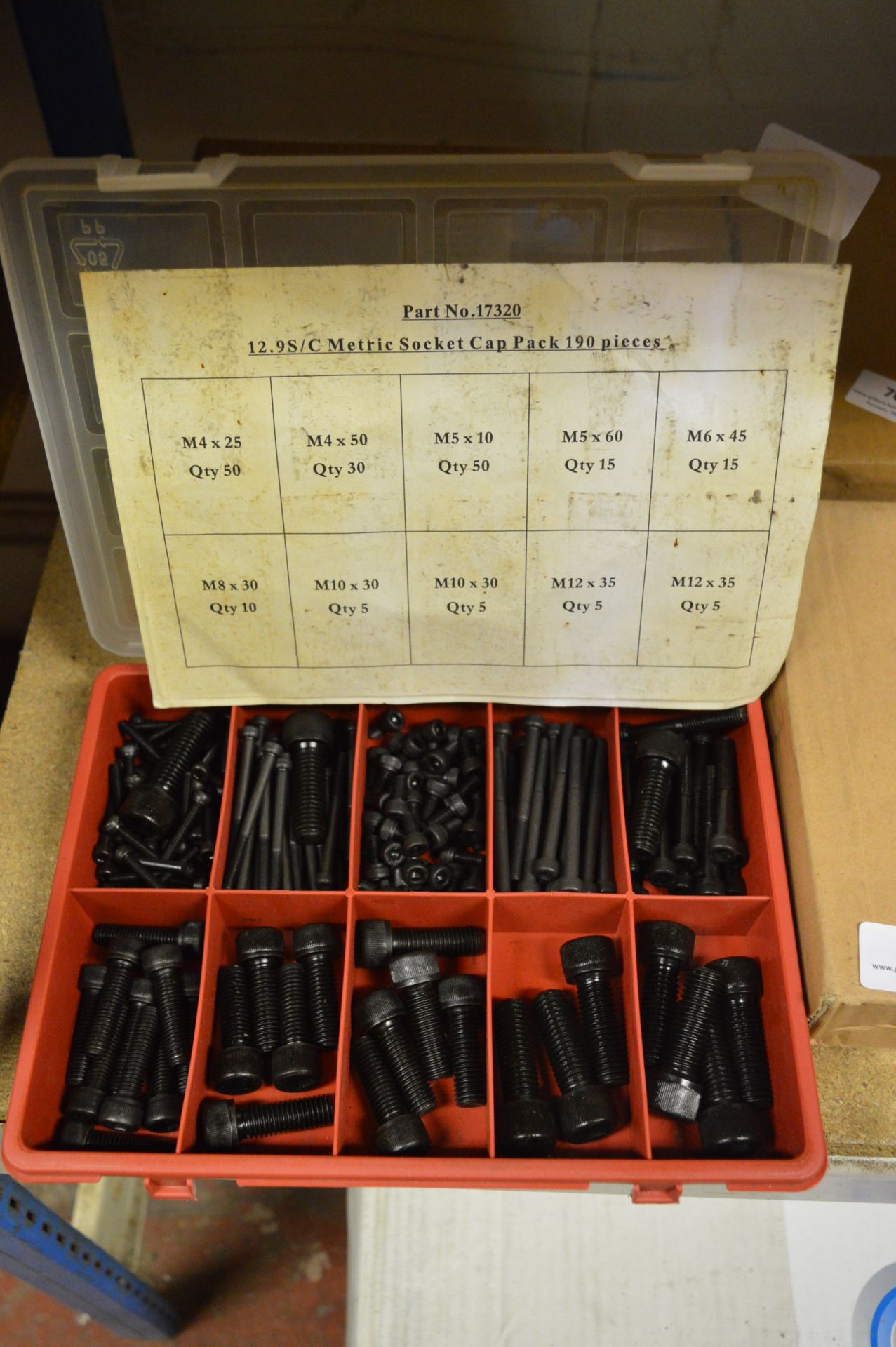 Box Containing Selection Pack of Socket Cap Metric Bolts