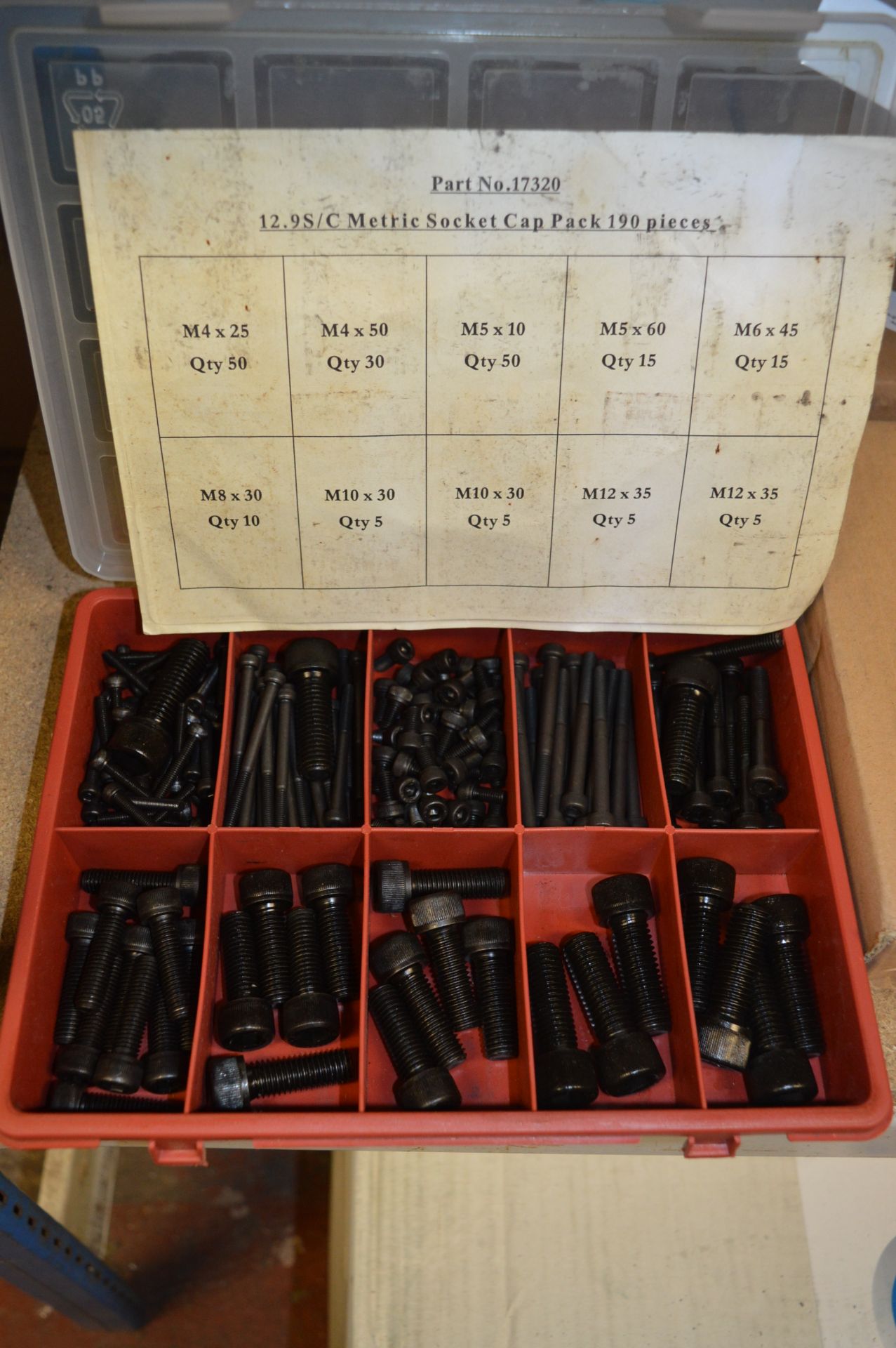Box Containing Selection Pack of Socket Cap Metric Bolts