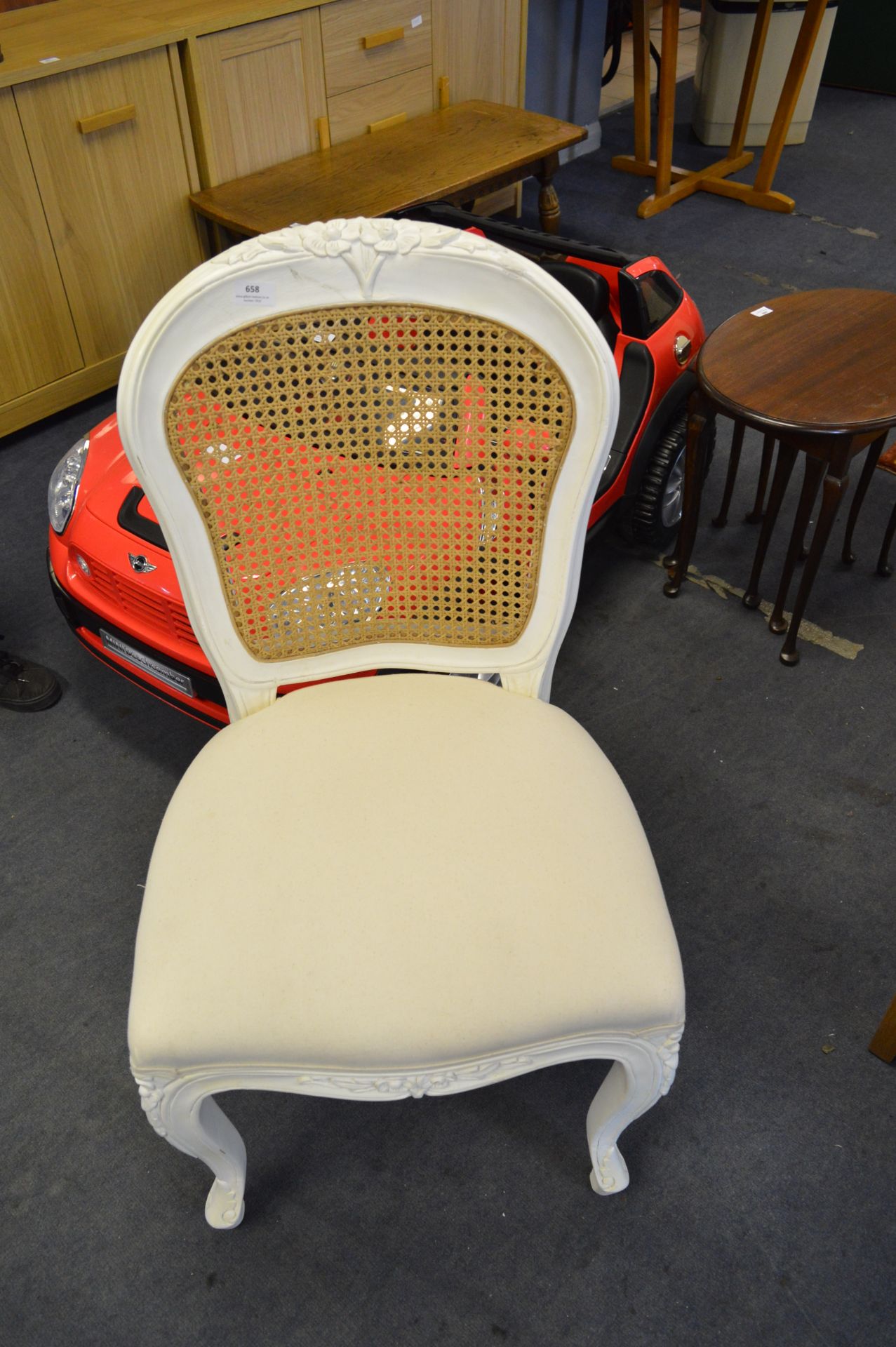 *White Cane Back Bedroom Chair