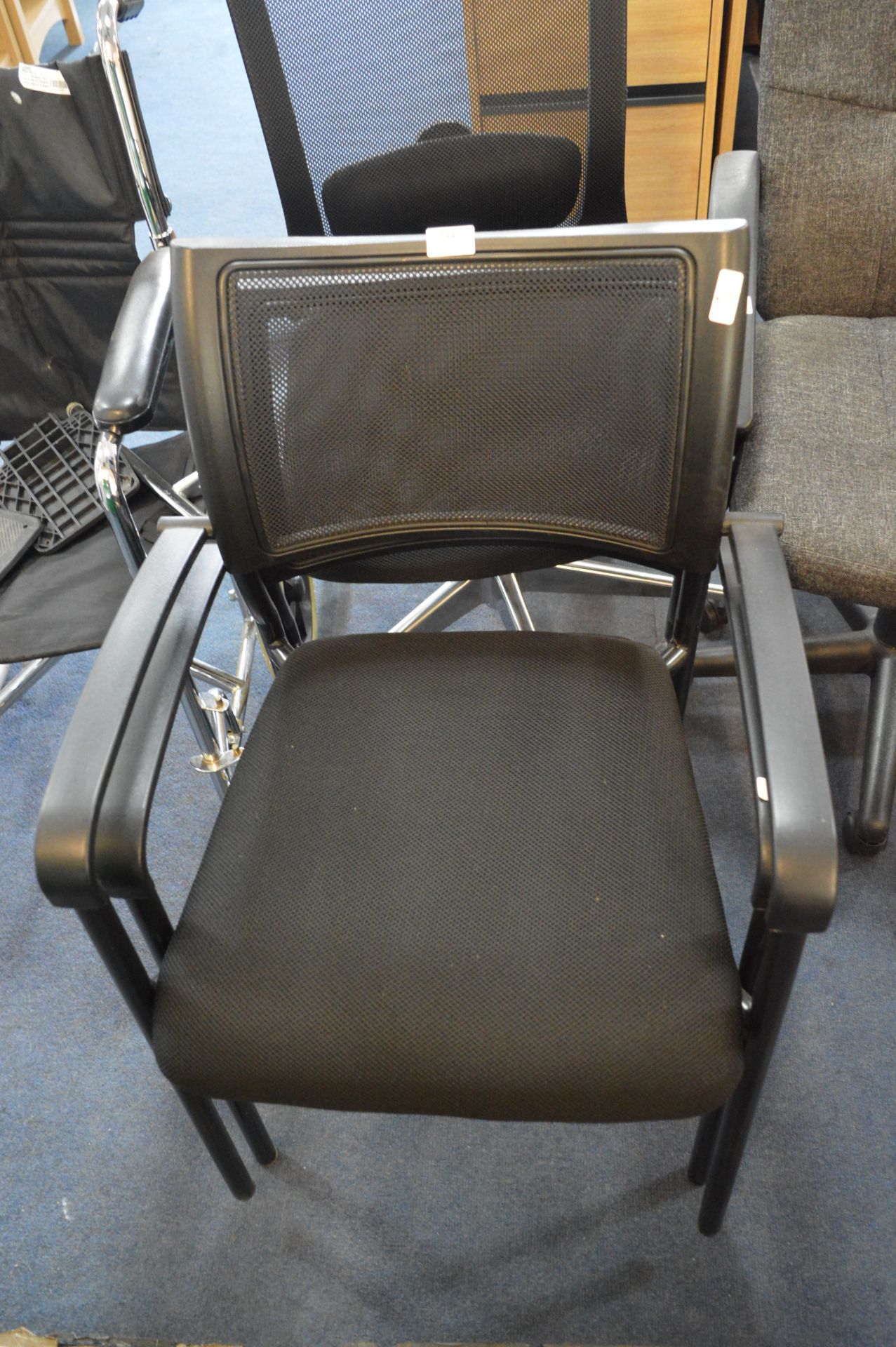 *Pair of Black Mesh Office Armchairs