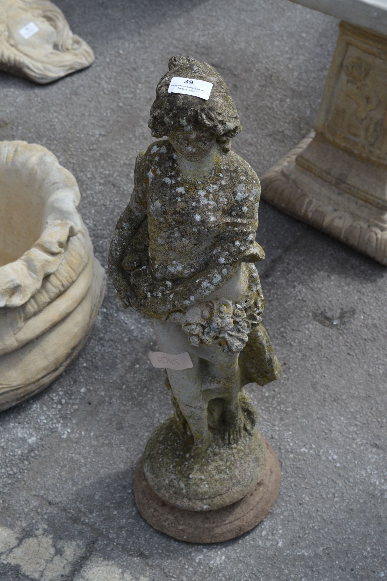 Concrete Garden Figure "Girl with Flowers"