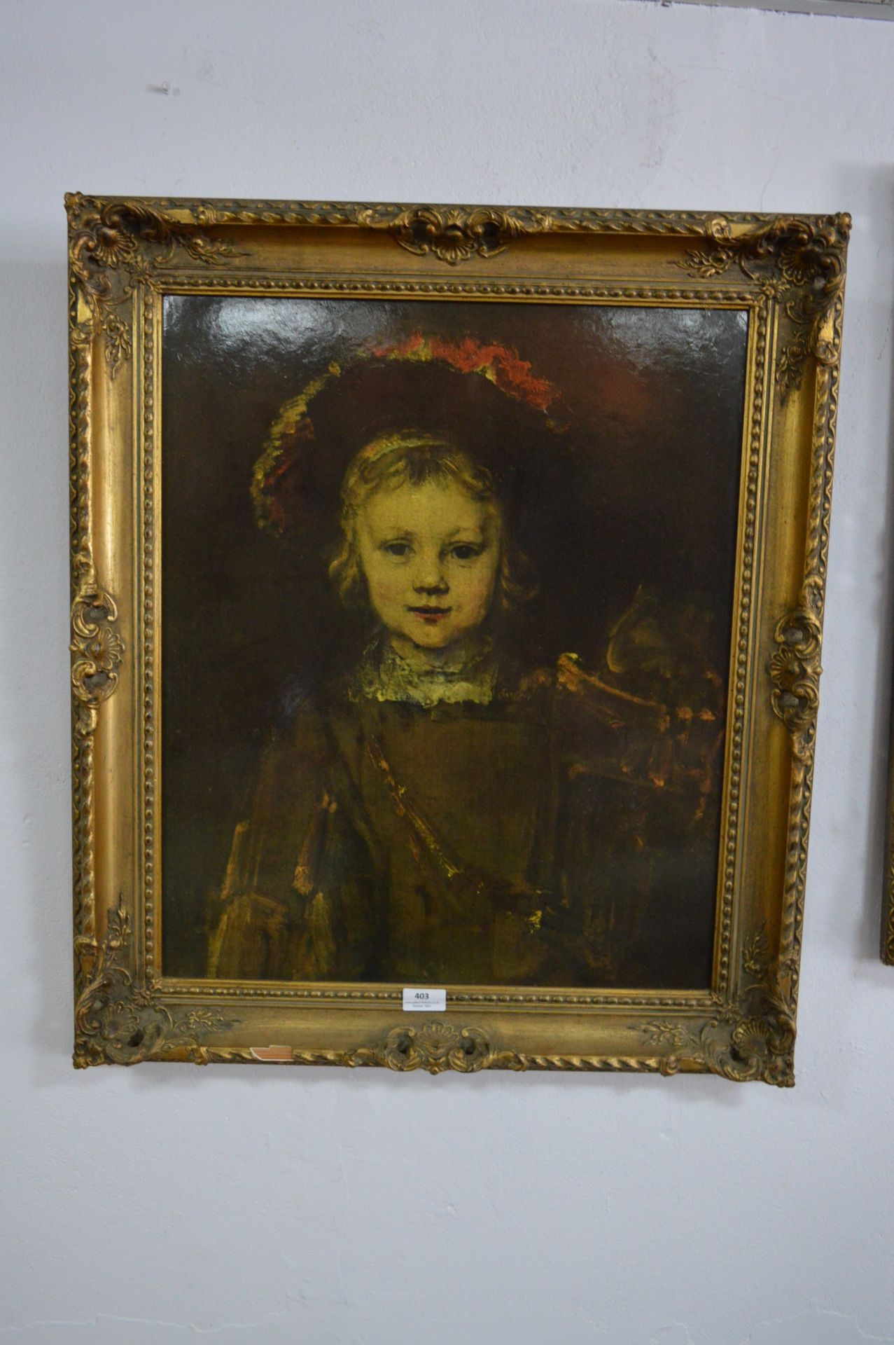 Gilt Framed Rembrandt Print "Titus" Portrait of Artists Son