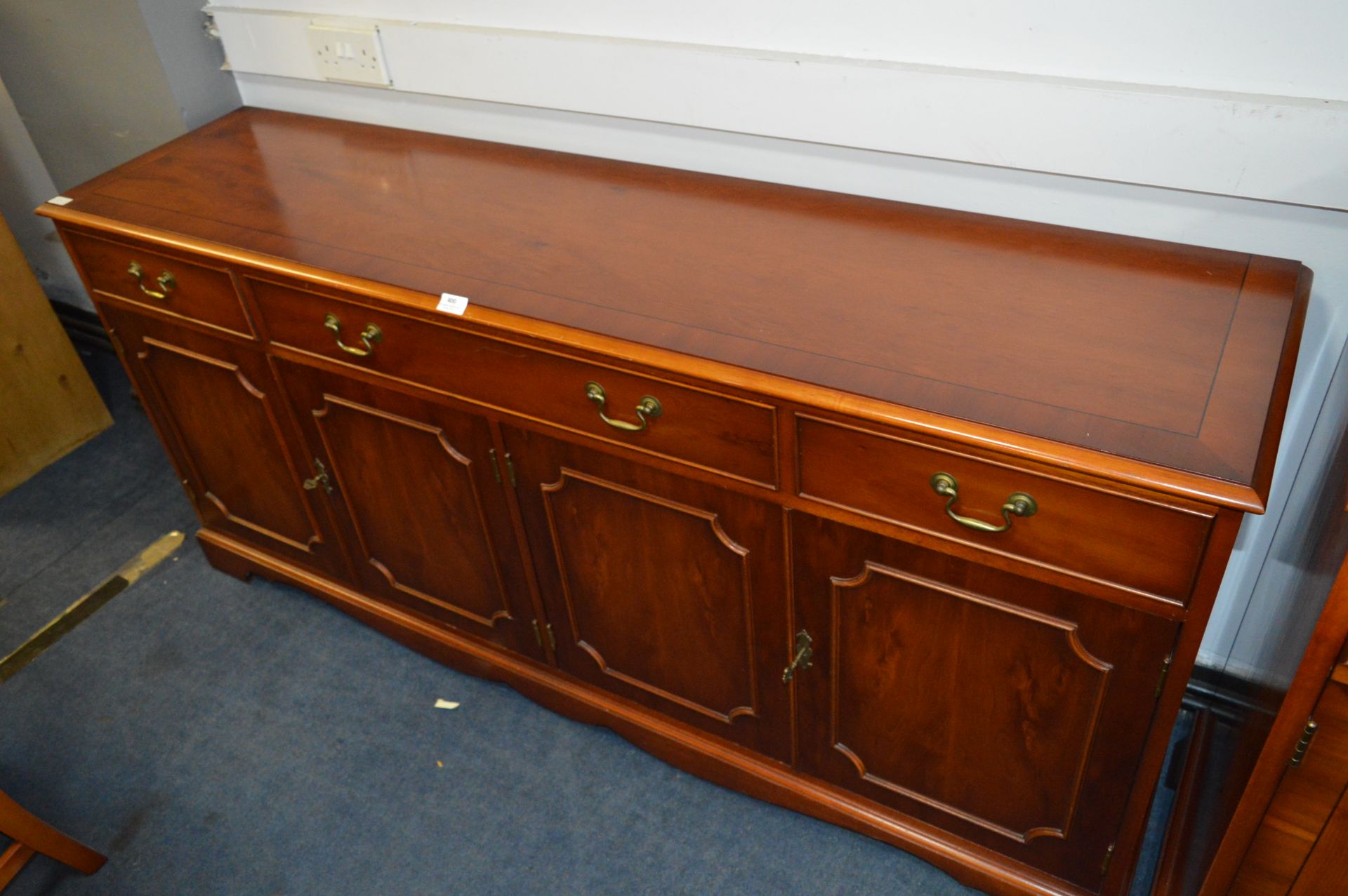 Yew Wood Sideboard with Brass Handles