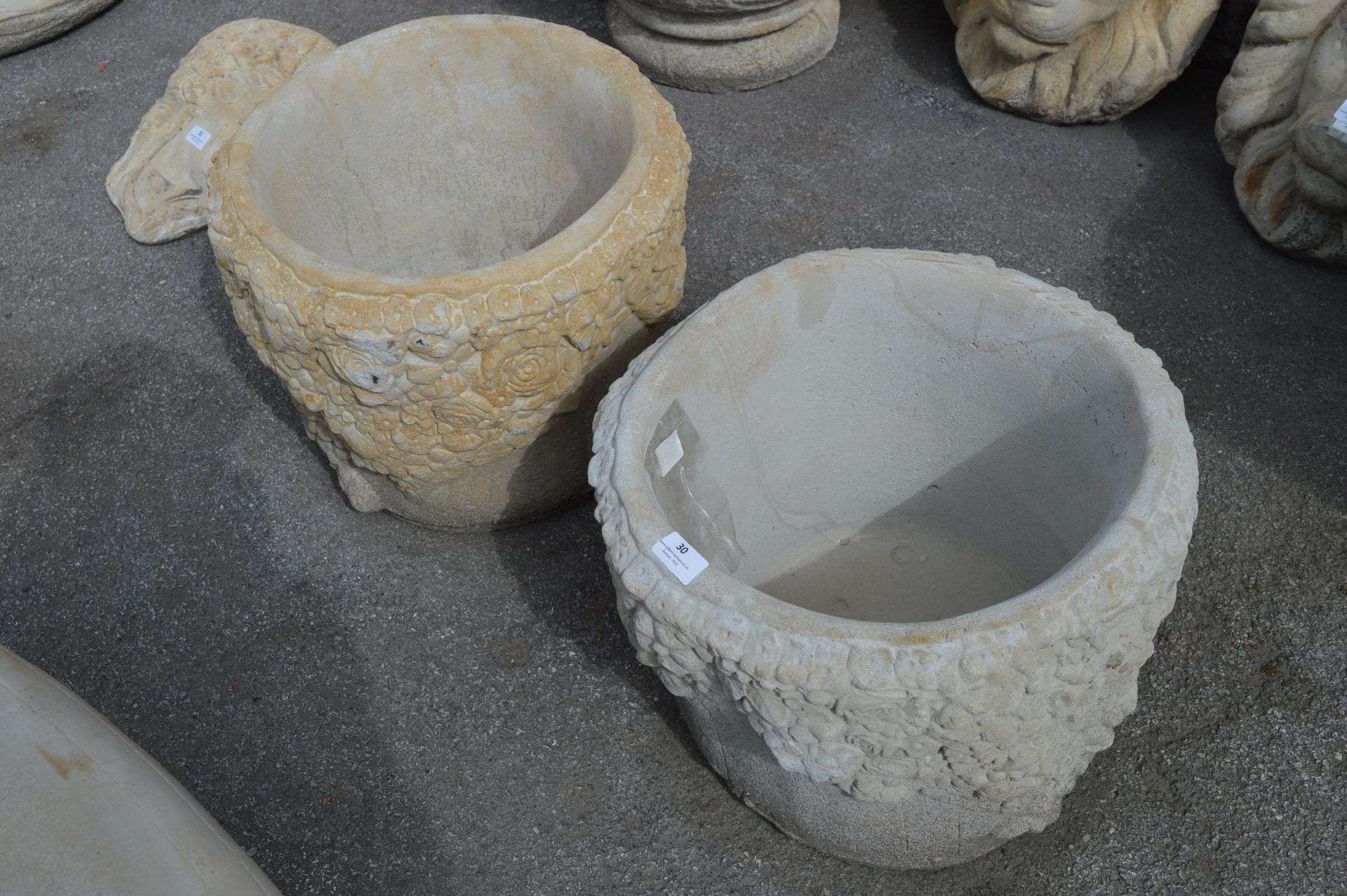 Pair of Floral Embossed Garden Planters