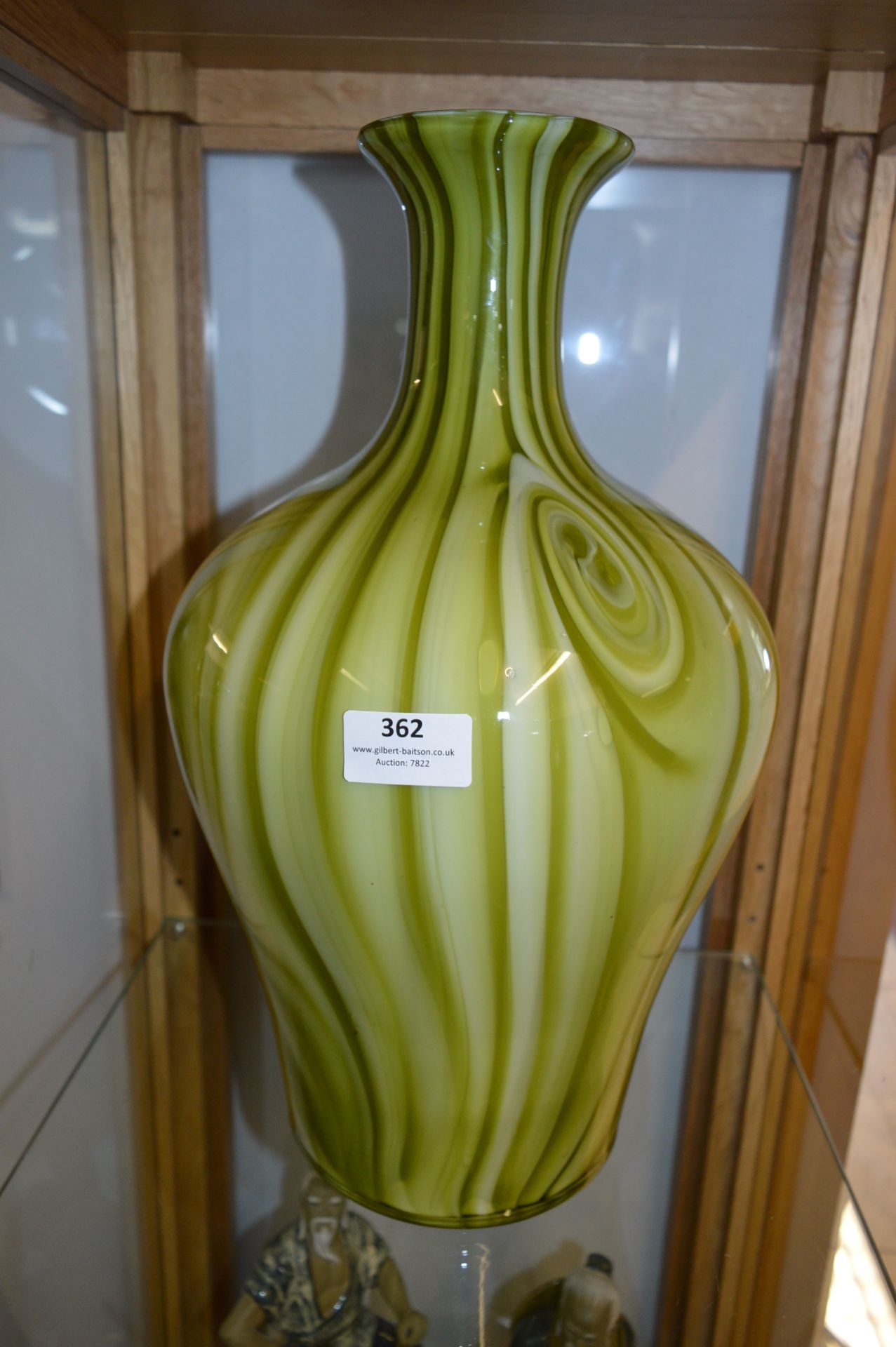 Large Decorative Green Glass Vase