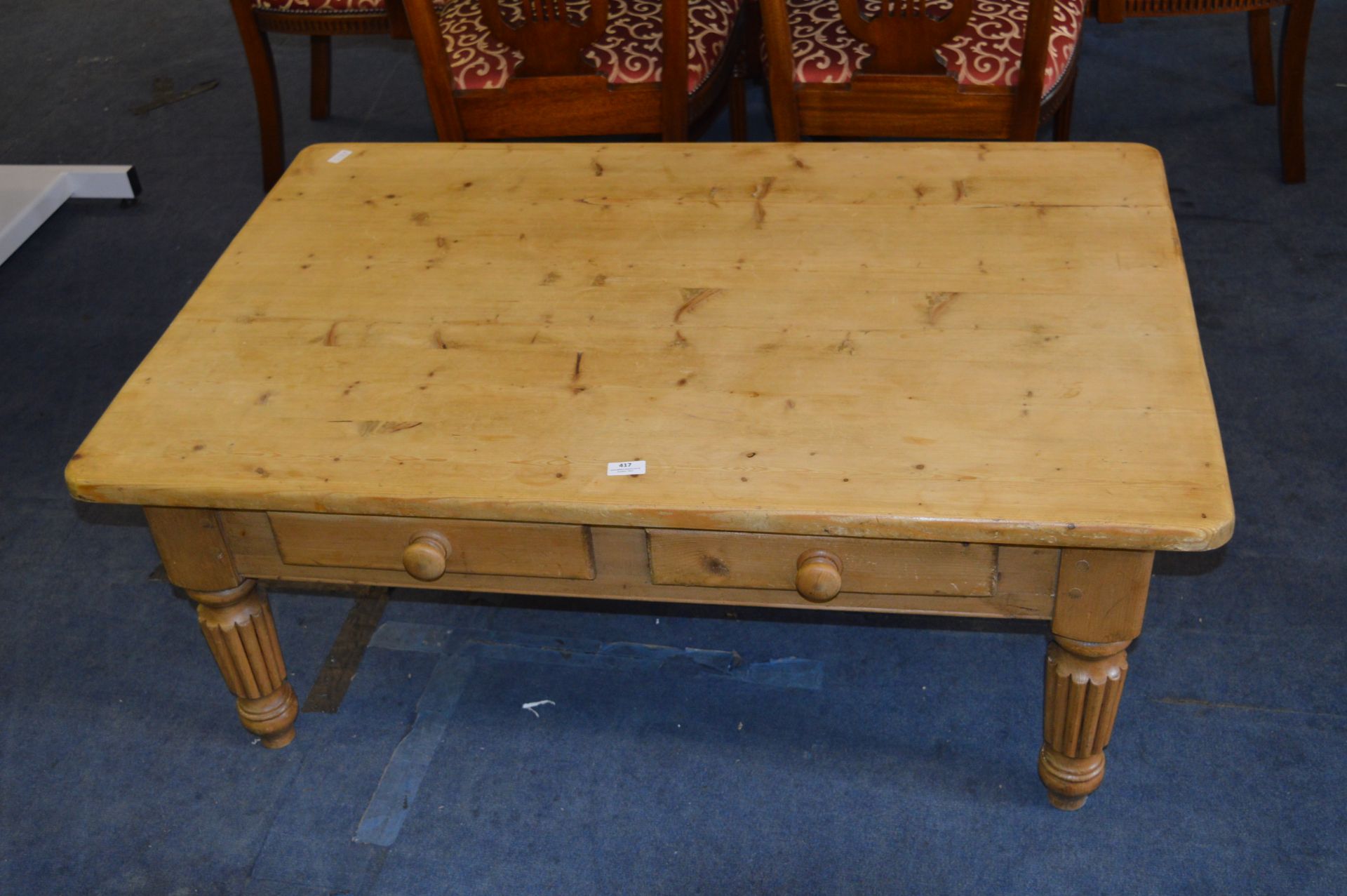 Large Pine Coffee Table with Two Drawers