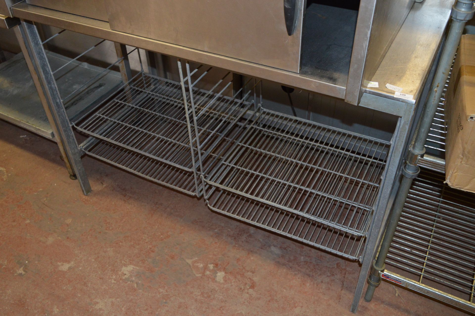 Stainless Steel Topped Preparation Table with Wire Shelves