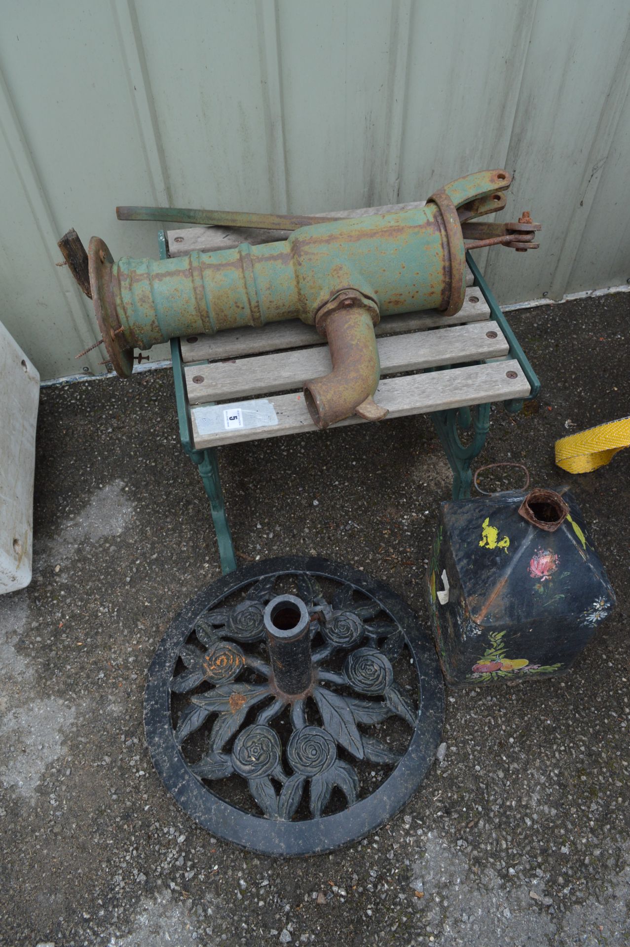 Decorative Water Pump and a Garden Stool