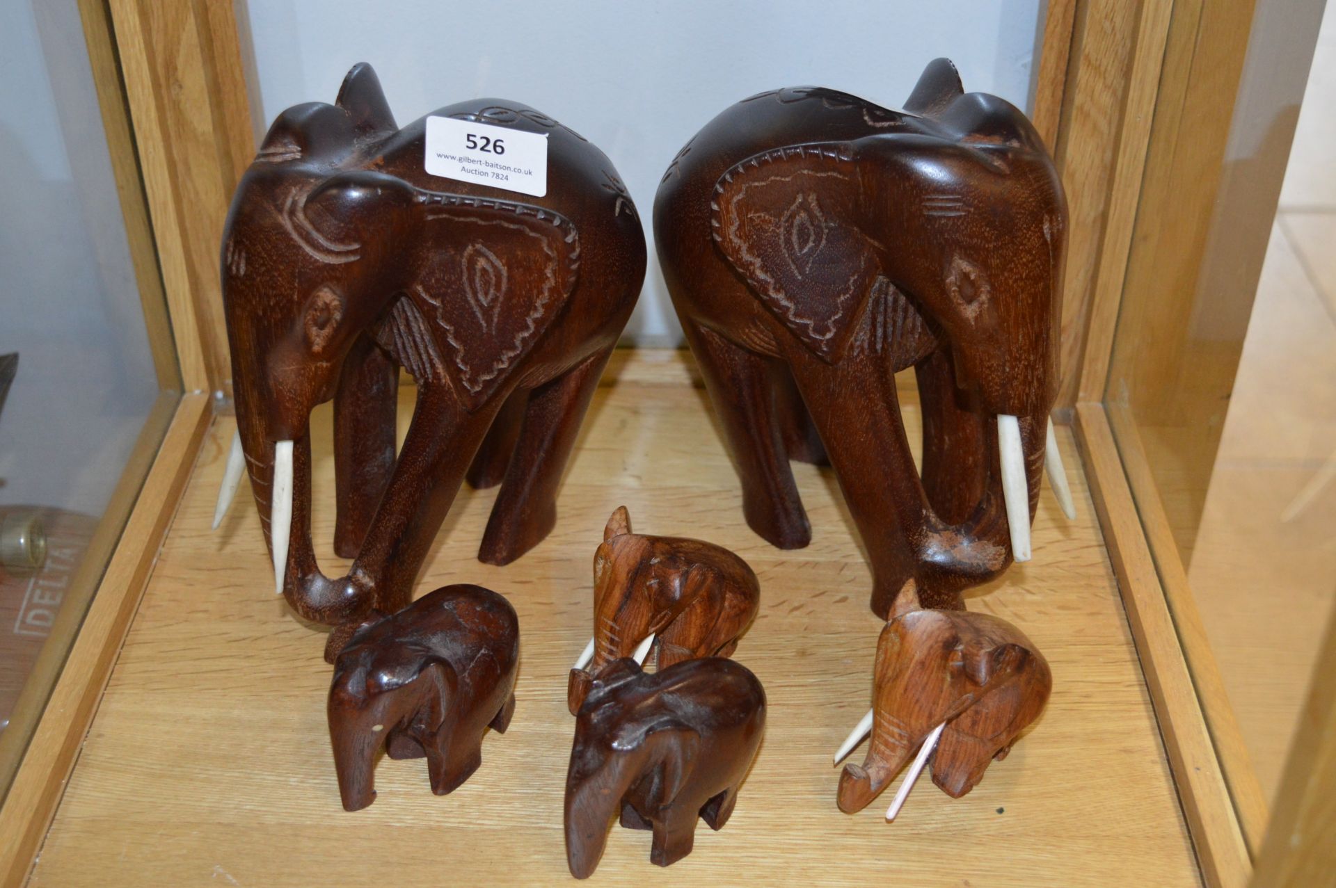 African Carved Wood Elephants