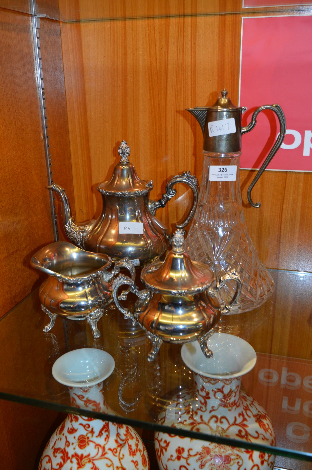 Silver Plated Tea Set and Decanter