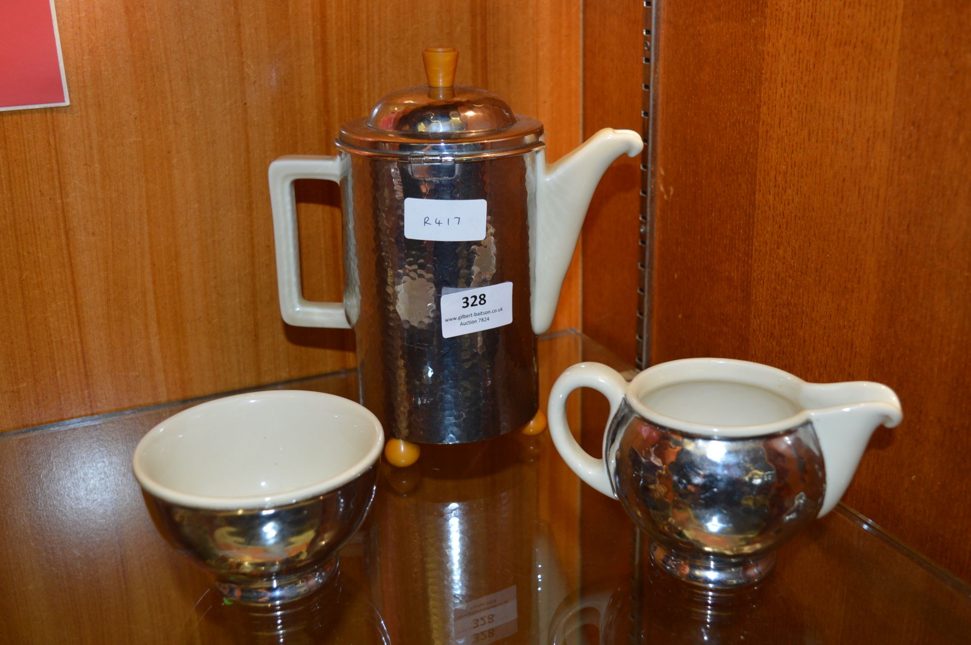 1930s Chrome and Pot Tea Set