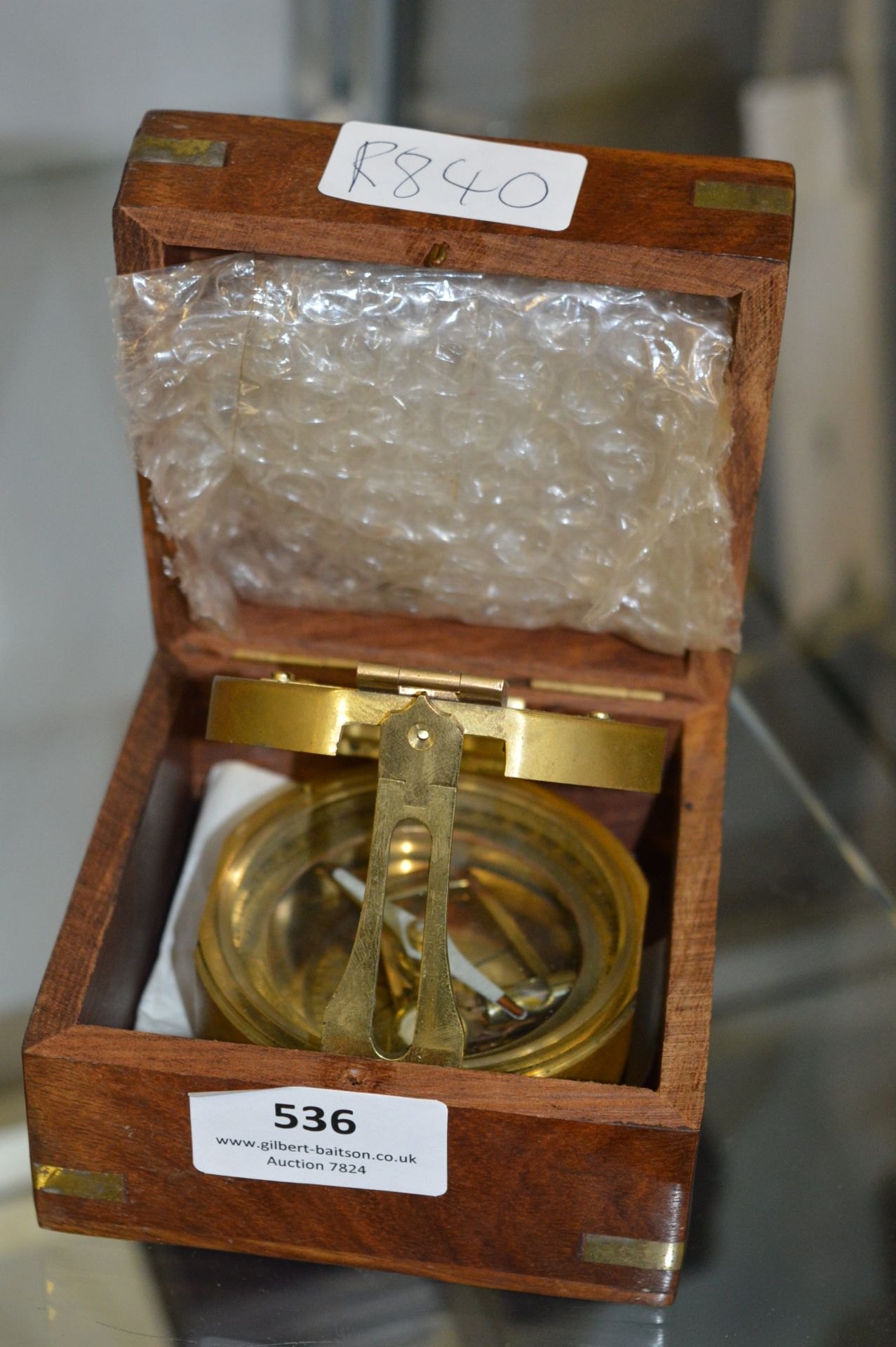 Stanley London Brass Compass in a Brass Bound Case