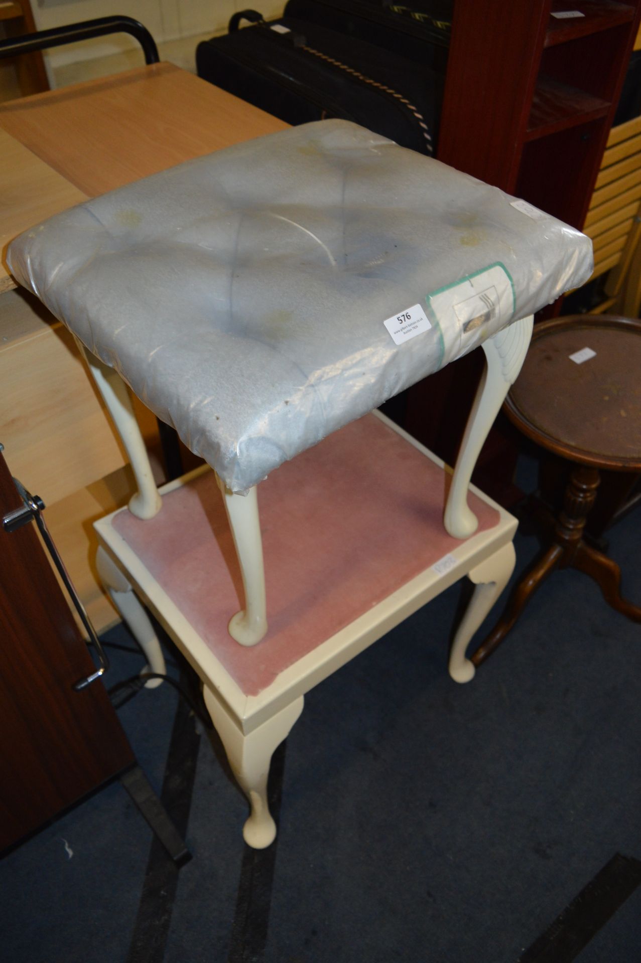 Two White Painted Dressing Table Stools