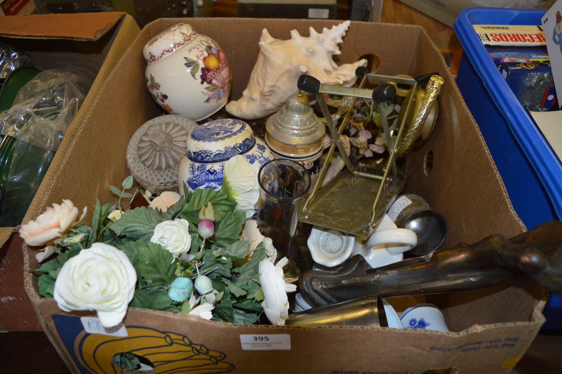 Box Lot; Ginger Jars, Stein Mug, Clock, Ornaments, etc.