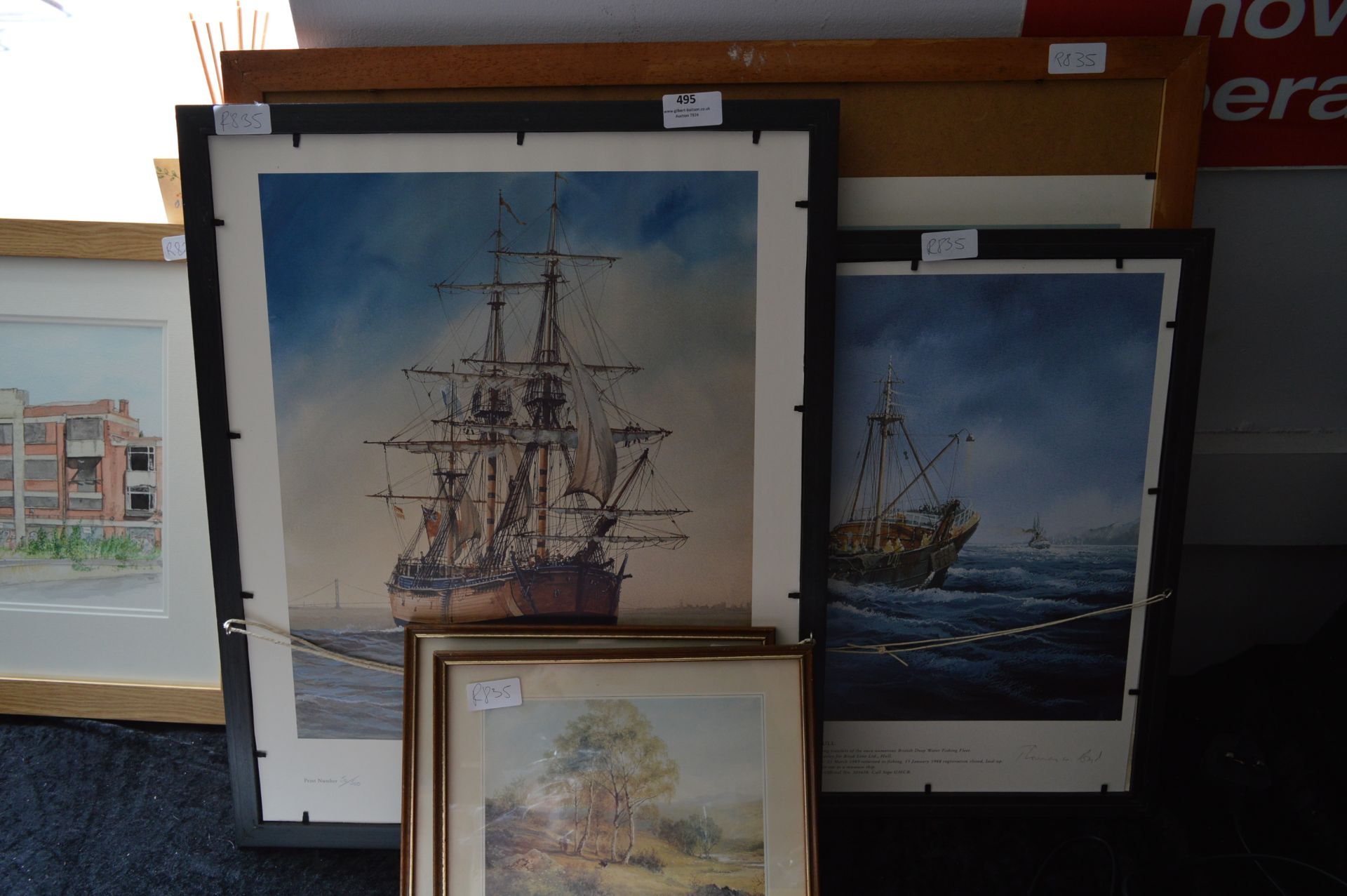 Three Limited Edition Adrian Thomson Signed Prints "Town Docks", "Arctic Corsair" and "Sail Boat"