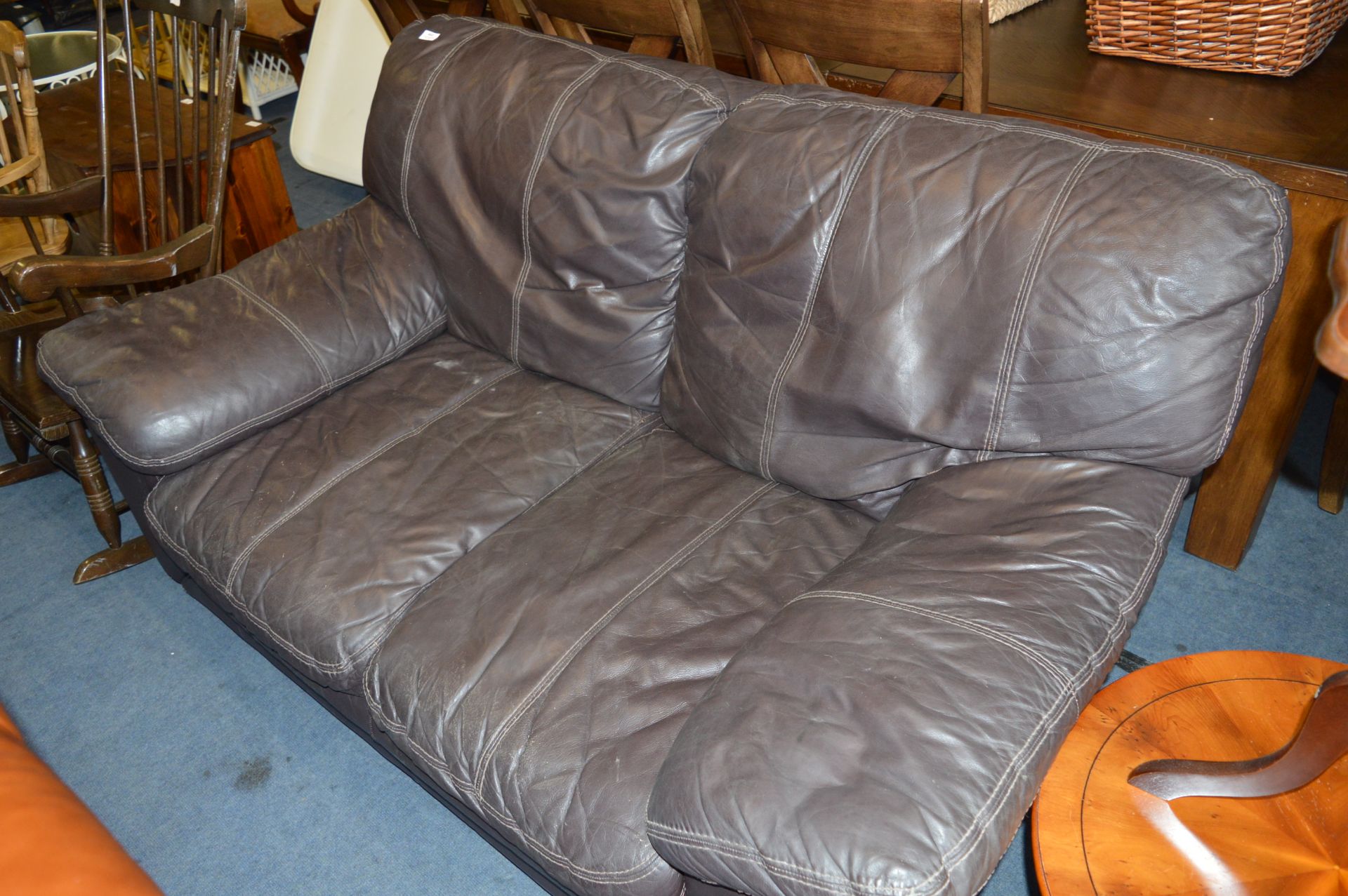 Two Seat Brown Leatherette Sofa
