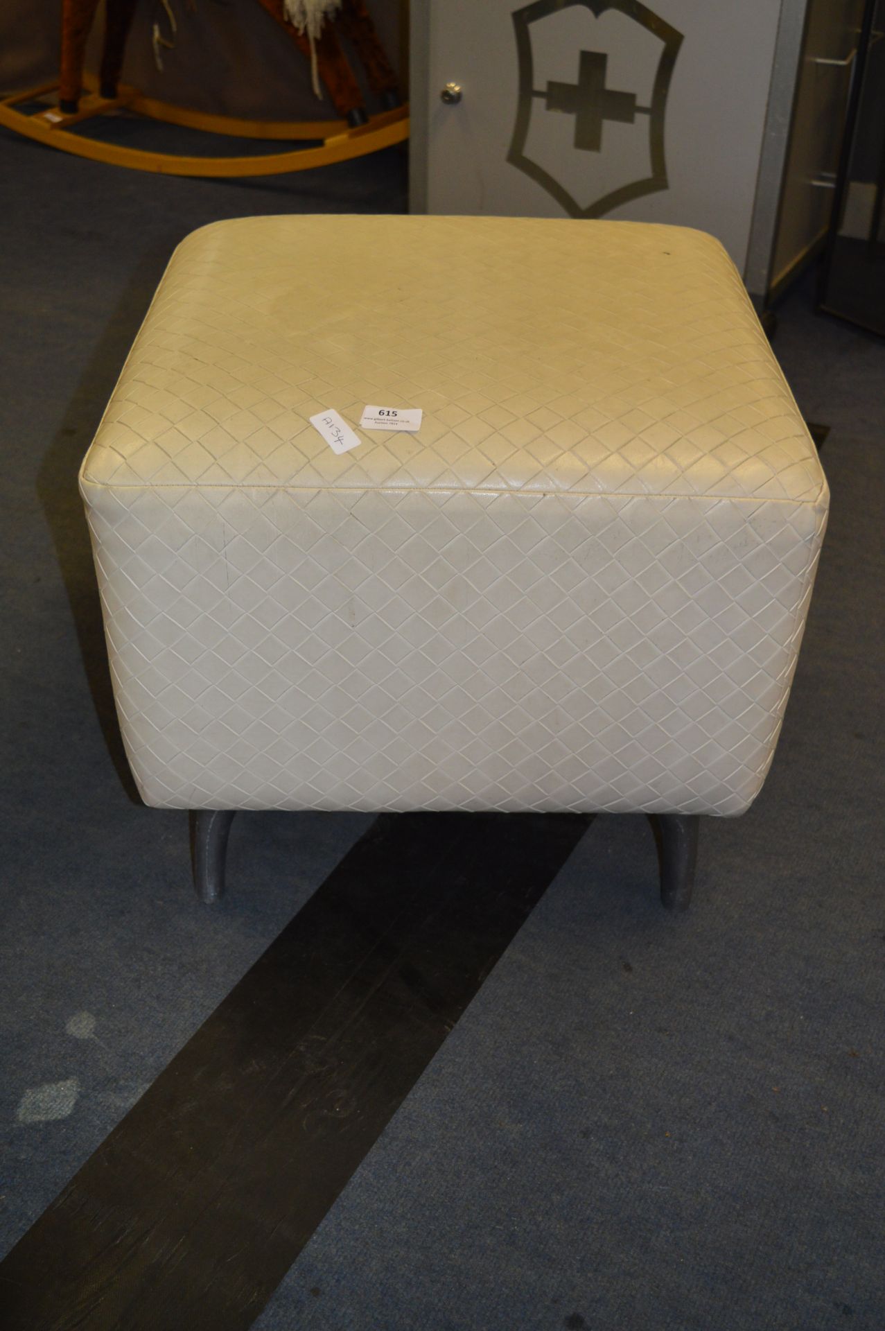 White Leather Pouffe