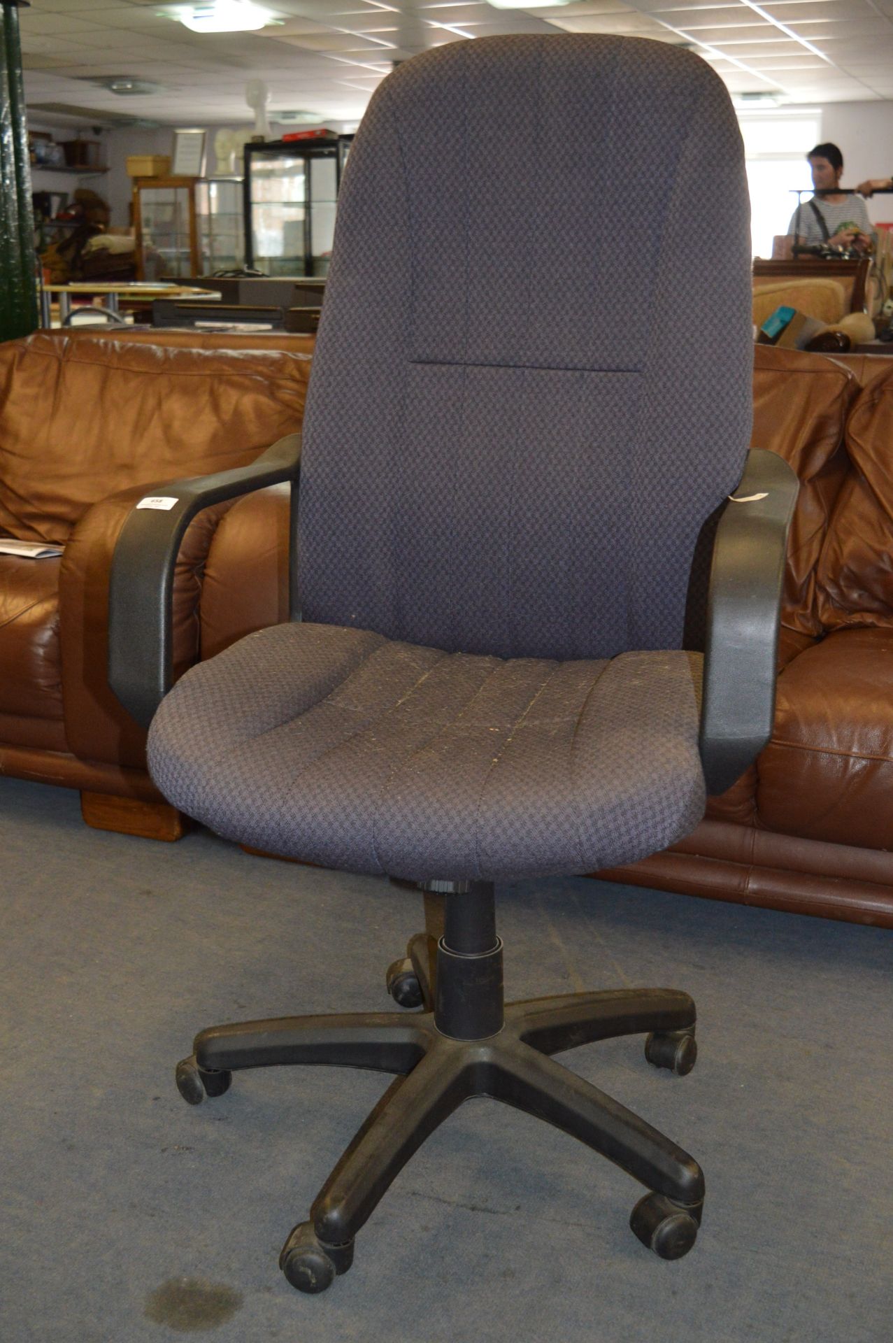 Blue Upholstered Swivel Office Armchair