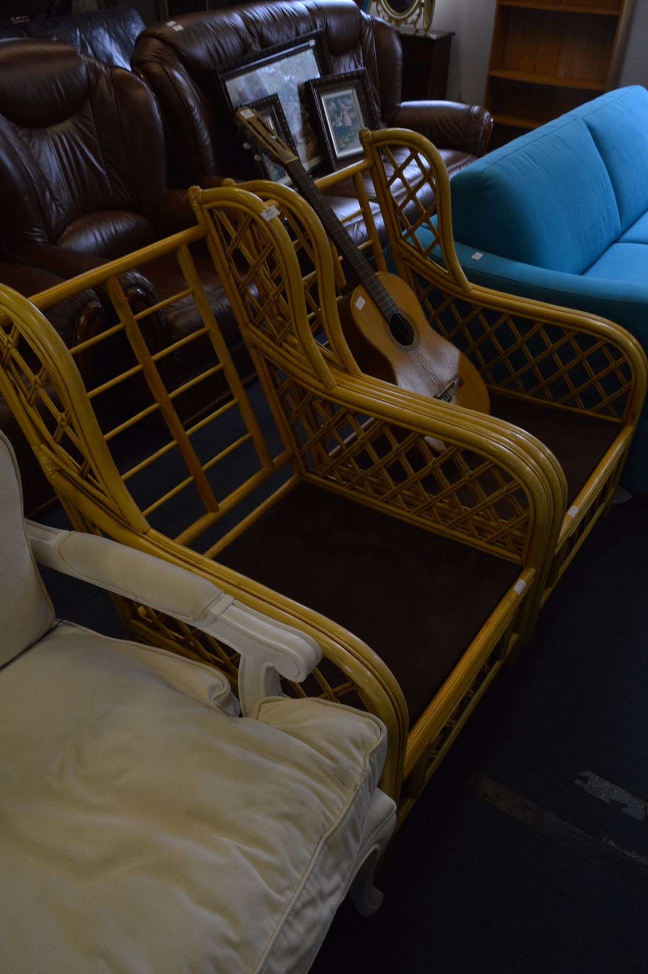 Pair of Cane Conservatory Armchairs