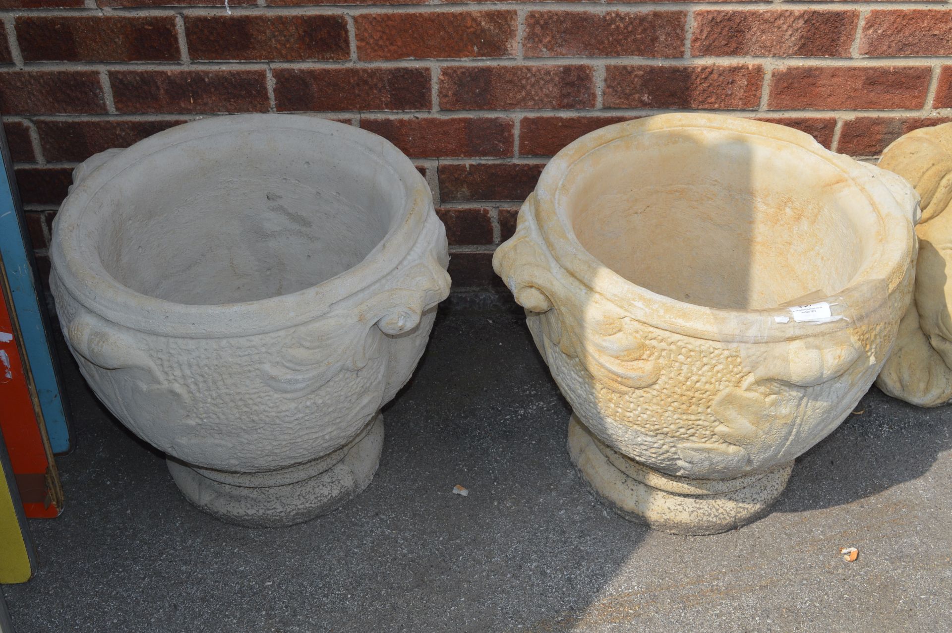 Pair of Large Reconstituted Limestone Planters