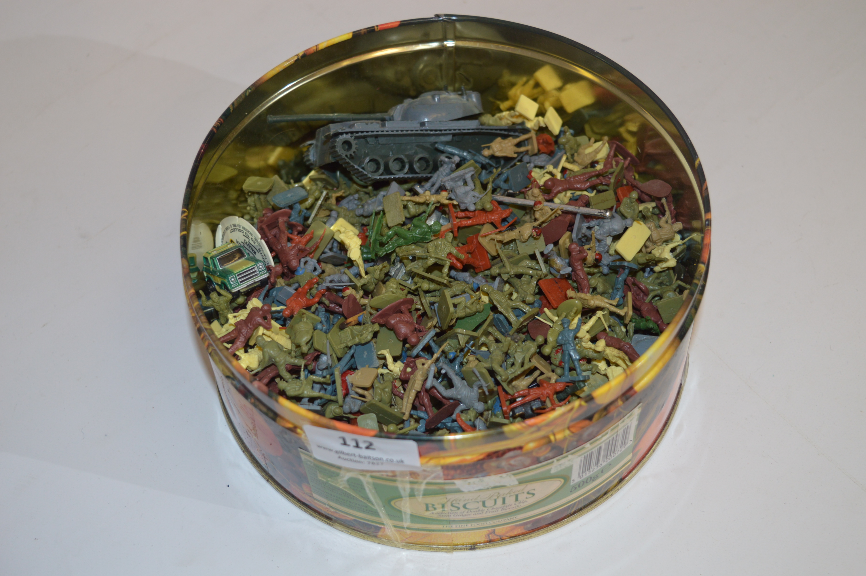 Tin Collection of Small Plastic Toy Soldiers