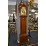 Rimington Alford Oak Long Cased Eight Day Clock with Brass Dial Circa 1770