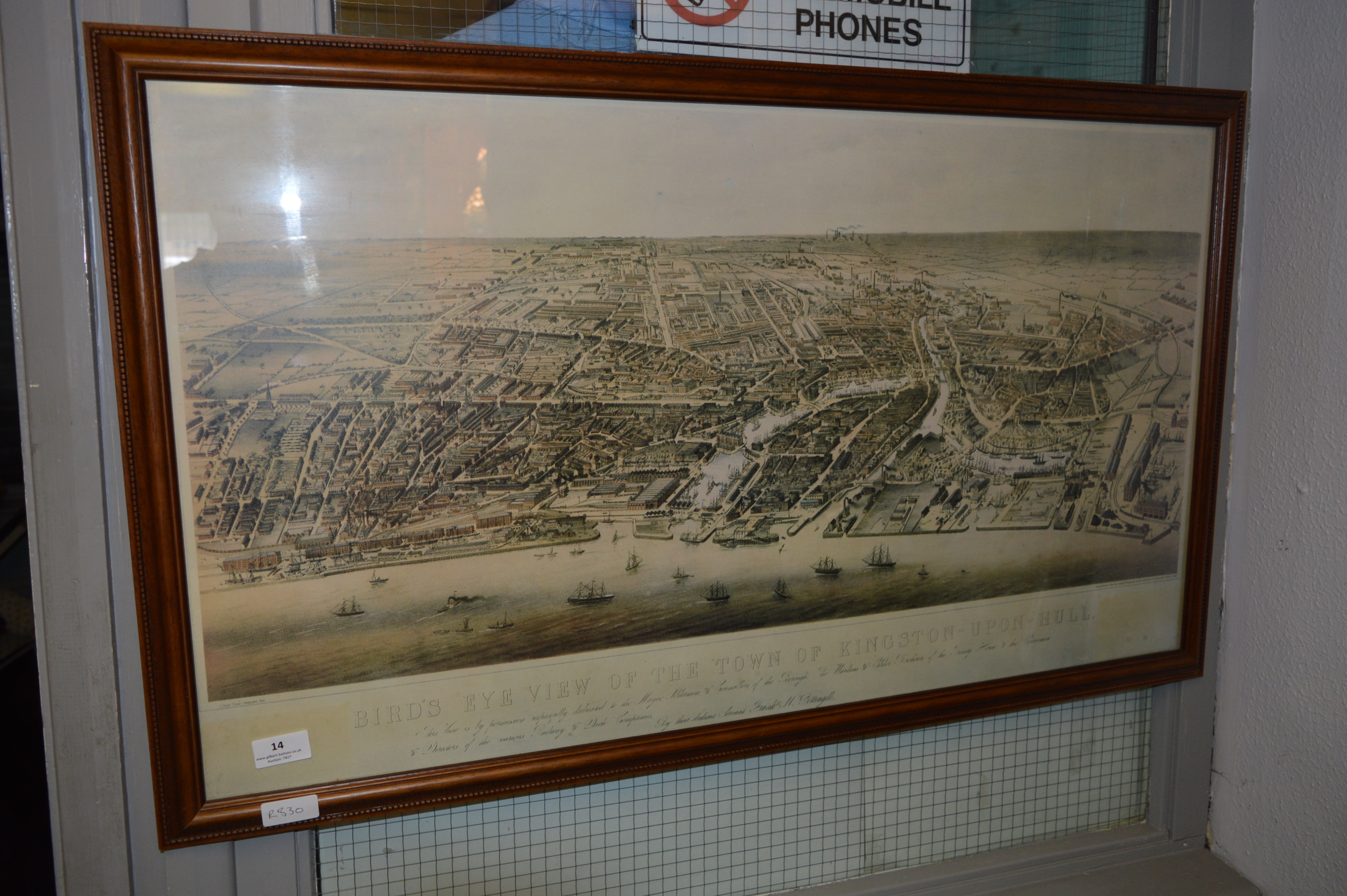 Framed Print "Birdseye View of Hull From the Humber"