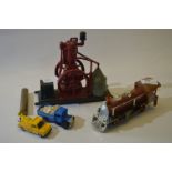 Ertl Steam Engine, Model Train and Two Diecast Vehicles