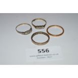 Four 9cT Gold Rings - 7.2g