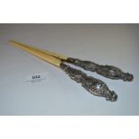 Pair of Silver and Ivory Glove Stretchers