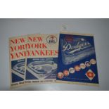 Three American Baseball Programs 1951 Dodgers and 1961 New York Yankees