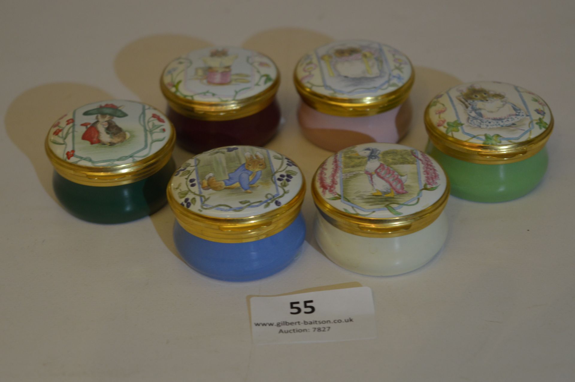 Six Royal Doulton Bunnykins Pill Boxes