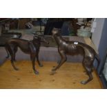 Pair of Cast Metal Bronze Effect Greyhounds