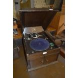 HMV Oak Cased Wind Up Tabletop Gramophone