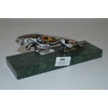 Jaguar Car Mascot on Green Marble Base