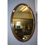 Oval Oak Framed Bevelled Edge Wall Mirror